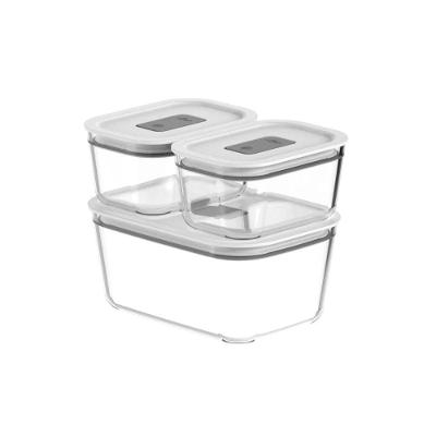 Conjunto de Potes Herméticos Fresh Lock 3 Peças Vidro Borossilicato para Cozinha Ou