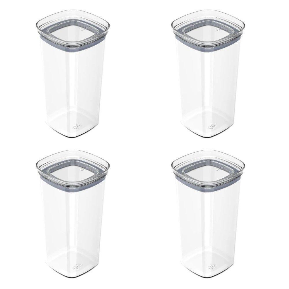 Conjunto De Potes Herméticos 1,5 L 4 Peças Block Modular Transparente Ou - 1