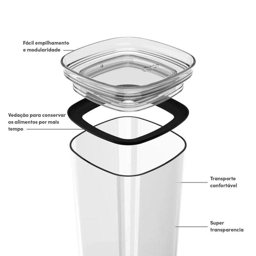 Conjunto De Potes Herméticos 1,5 L 4 Peças Block Modular Transparente Ou - 4