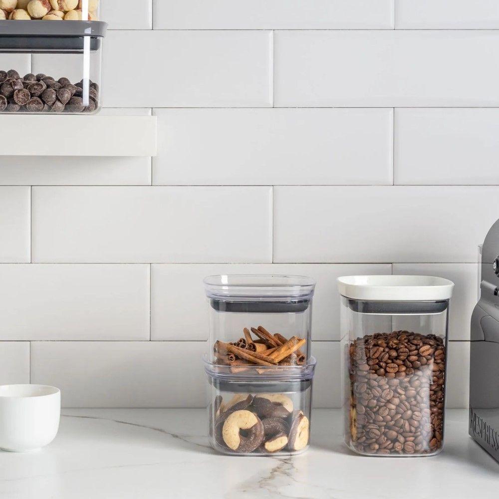 Conjunto De Potes Herméticos 1 L 4 Peças Block Modular Transparente Ou - 2