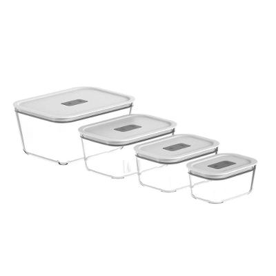 Conjunto de Potes Herméticos Fresh Lock 4 Peças de Vidro Borossilicato para Cozinha Ou
