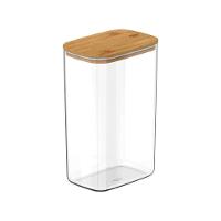 Conjunto De Potes Herméticos Retangular Keep 3 Peças Transparente Com Tampa De Bambu Ou - 3
