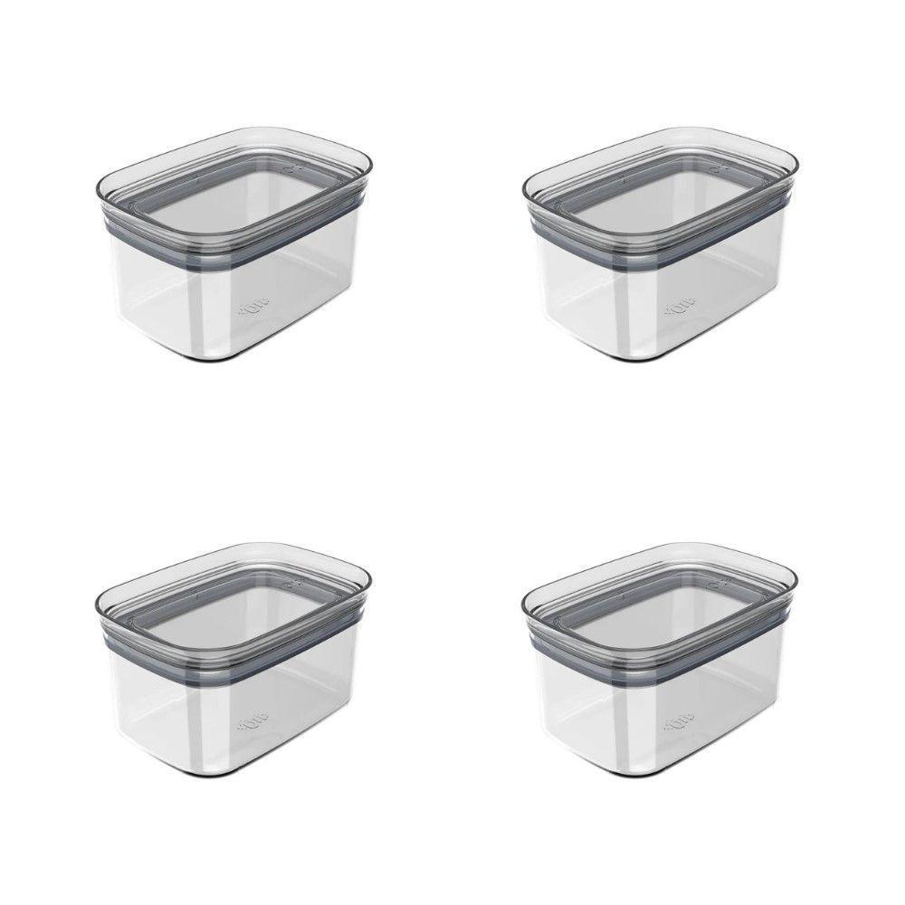 Conjunto De Potes Herméticos 650 Ml 4 Peças Block Retangular Transparente Ou - 1