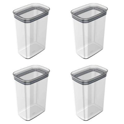 Conjunto De Potes Herméticos 2,3 L 4 Peças Block Retangular Transparente Ou