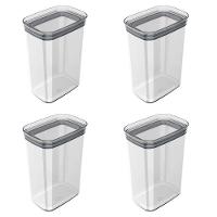 Conjunto De Potes Herméticos 2,3 L 4 Peças Block Retangular Transparente Ou - 1