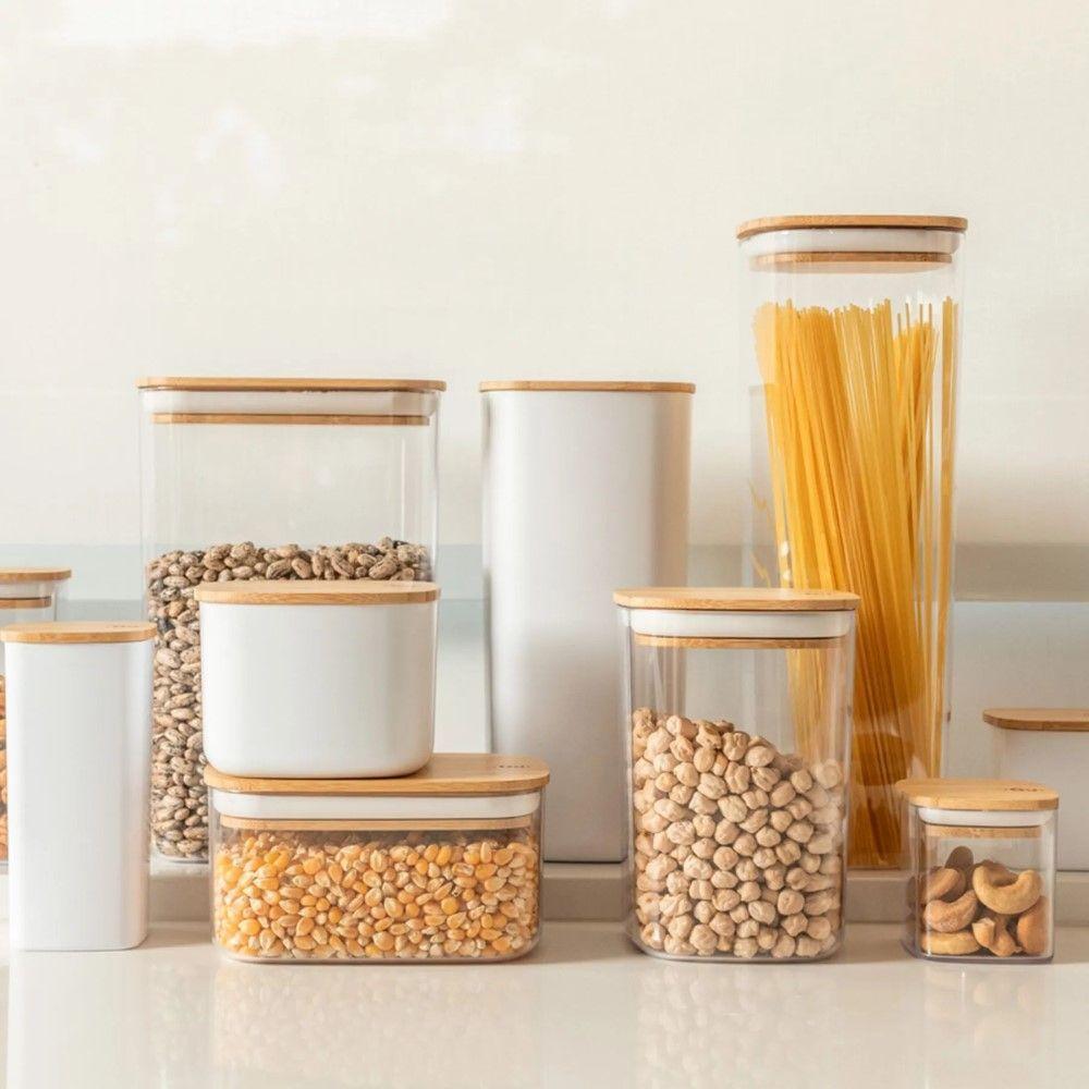 Conjunto De Potes Herméticos Keep 6 Peças Transparente Com Tampa De Bambu Ou - 2
