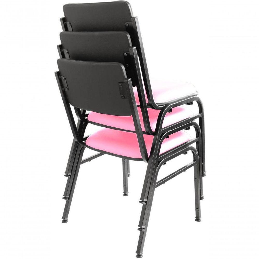 Kit Com 3 Cadeiras Para Auditórios Linha Hotel Smart Rosa - 3