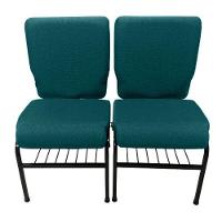 02 Cadeiras Para Igrejas C/ Porta Biblía E Porta Cálice Verde - 1