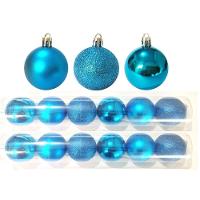 Kit 6 Bolas Natal Mista Glitter, Fosca, Lisa Azul Turquesa 8cm - Master Christmas - 3