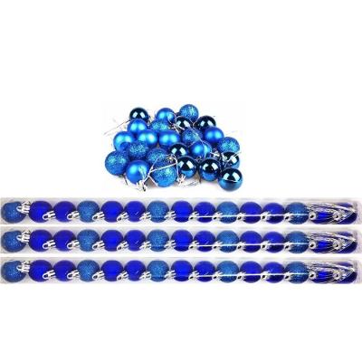 Kit 45 Bolas Natal Mista Glitter, Fosca, Lisa Azul Royal Mini 3cm - Master Christmas