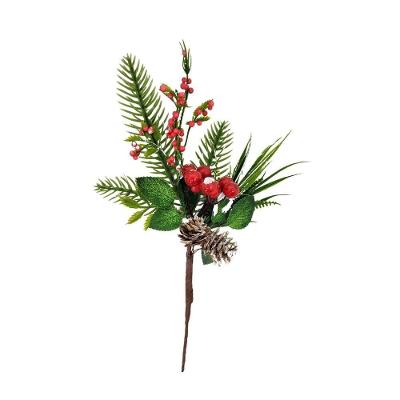Galho Pick Nevado Natal Pinhas Naturais, Berries E Folhagens 26cm - Art Christmas
