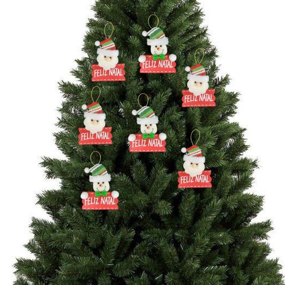 Kit Carinha Papai Noel E Boneco De Neve Placa Feliz Natal Pelúcia 12cm 6 Unidades - Master Christmas - 3
