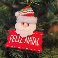 Kit Carinha Papai Noel E Boneco De Neve Placa Feliz Natal Pelúcia 12cm 6 Unidades - Master Christmas - 6