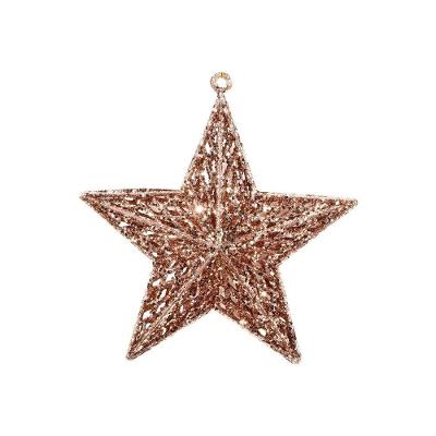 Estrela Natal Decorativa Glitter Vazado Rosê Gold 18cm - Magizi