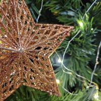 Estrela Natal Decorativa Glitter Vazado Rosê Gold 18cm - Magizi - 2