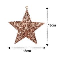 Estrela Natal Decorativa Glitter Vazado Rosê Gold 18cm - Magizi - 3