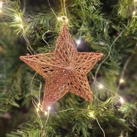Estrela Natal Decorativa Glitter Vazado Rosê Gold 18cm - Magizi - 6