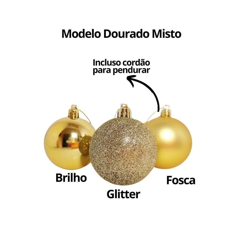 Kit 36 Bolas Natal Mista Gliter, Fosca E Lisa Dourada 5cm - Master Christmas - 3