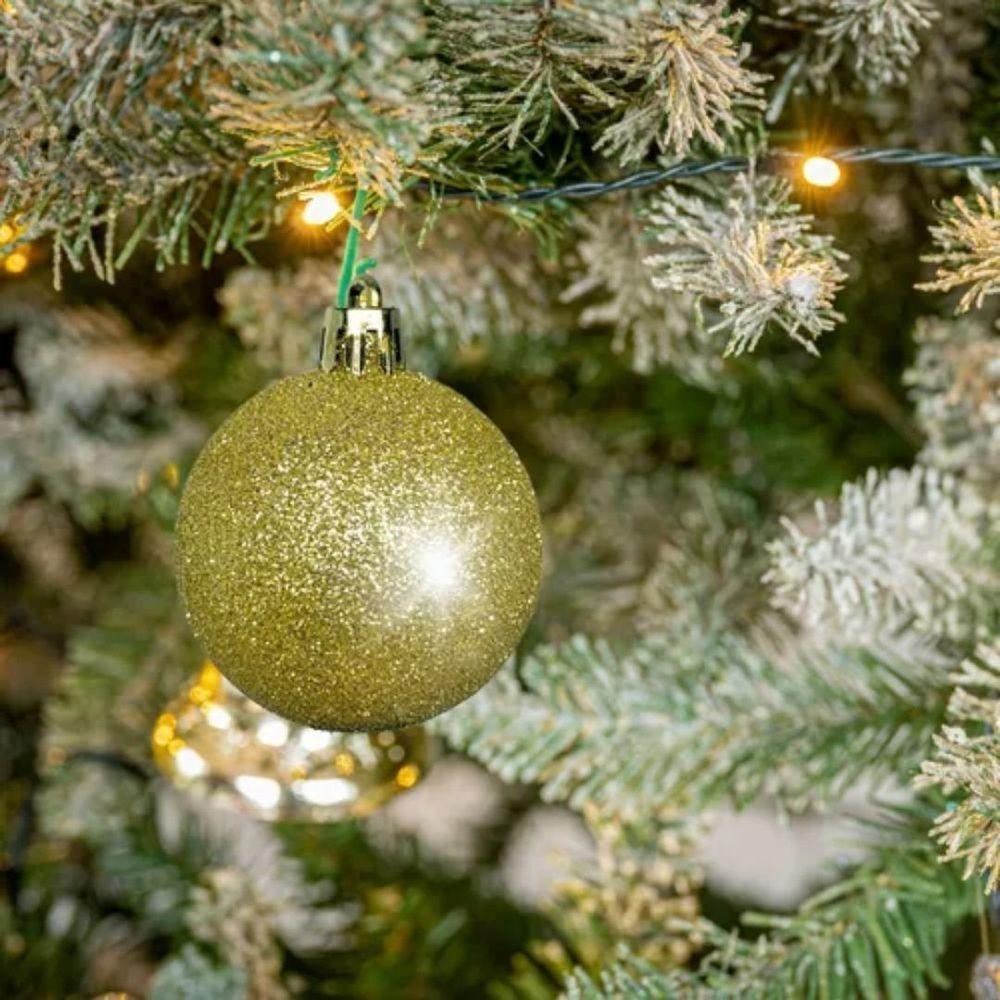 Kit 36 Bolas Natal Mista Gliter, Fosca E Lisa Dourada 5cm - Master Christmas - 4