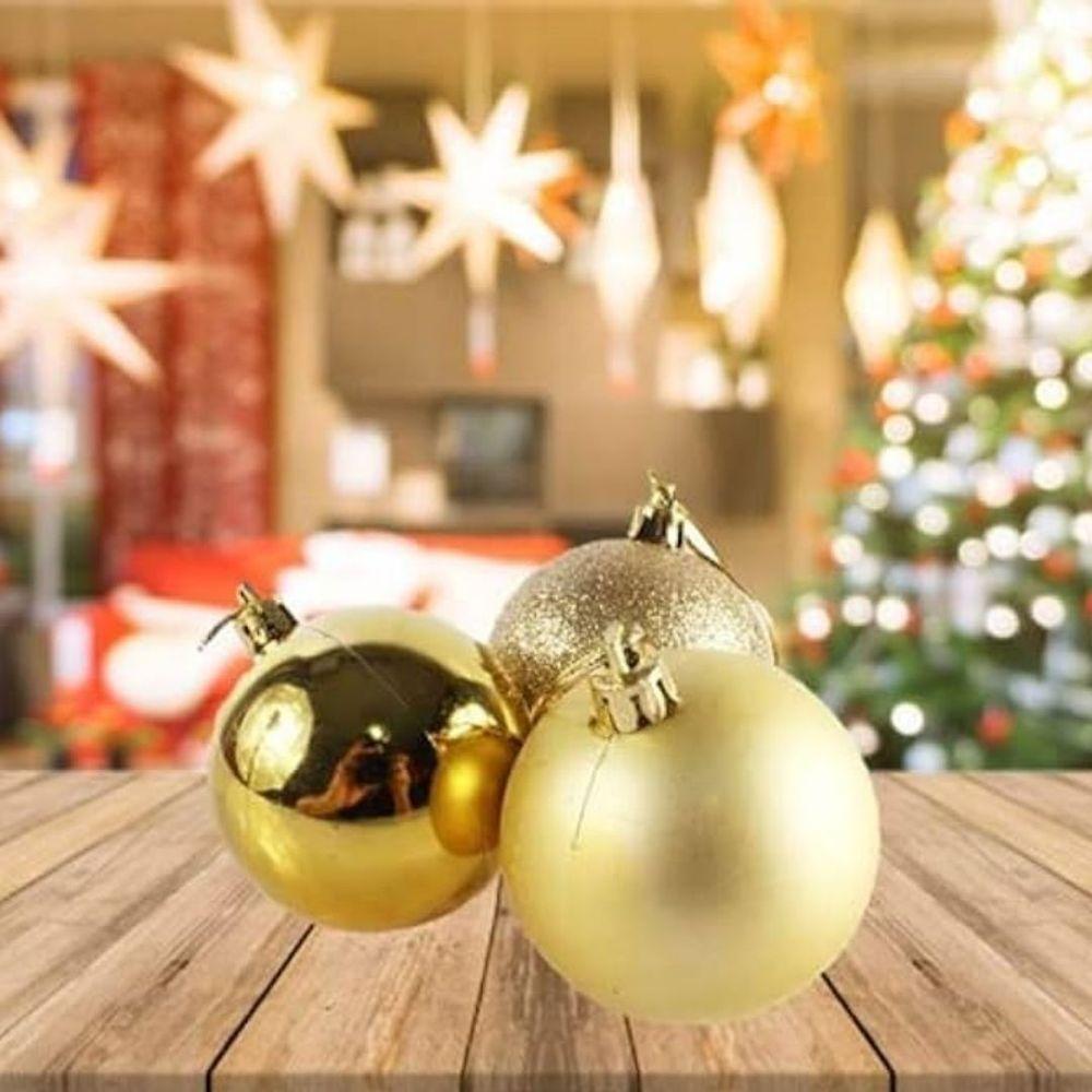 Kit 36 Bolas Natal Mista Gliter, Fosca E Lisa Dourada 5cm - Master Christmas - 5