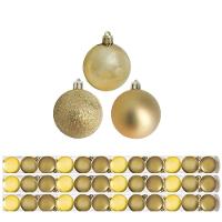 Kit 36 Bolas Natal Mista Gliter, Fosca E Lisa Dourada 5cm - Master Christmas - 1