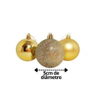 Kit 36 Bolas Natal Mista Gliter, Fosca E Lisa Dourada 5cm - Master Christmas - 2
