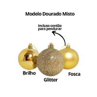 Kit 36 Bolas Natal Mista Gliter, Fosca E Lisa Dourada 5cm - Master Christmas - 3