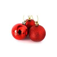 Kit 12 Bolas De Natal Mista Fosca, Lisa E Glitter Vermelha 5cm - Master Christmas - 2