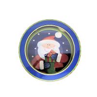 Jogo 2 Latas Metal Redonda Natal Decoradas Papai Noel Com Visor 800ml - Art Christmas - 2