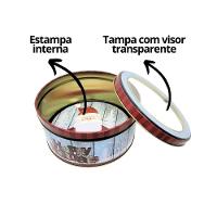 Jogo 2 Latas Metal Redonda Natal Decoradas Papai Noel Com Visor 800ml - Art Christmas - 3