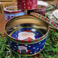 Jogo 2 Latas Metal Redonda Natal Decoradas Papai Noel Com Visor 800ml - Art Christmas - 7