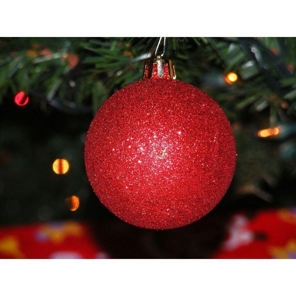 Kit 24 Bolas Natal Mista Glitter, Fosca, Lisa Vermelha 7cm - Master Christmas - 8