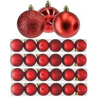 Kit 24 Bolas Natal Mista Glitter, Fosca, Lisa Vermelha 7cm - Master Christmas - 1