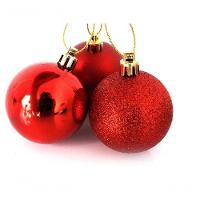 Kit 24 Bolas Natal Mista Glitter, Fosca, Lisa Vermelha 7cm - Master Christmas - 5