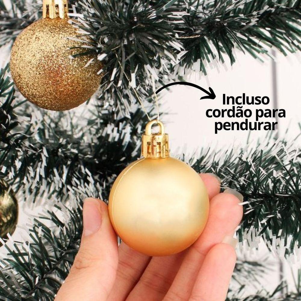 Super Kit 45 Bolas De Natal Glitter, Lisa E Fosca Dourada 4cm - Master Christmas - 5