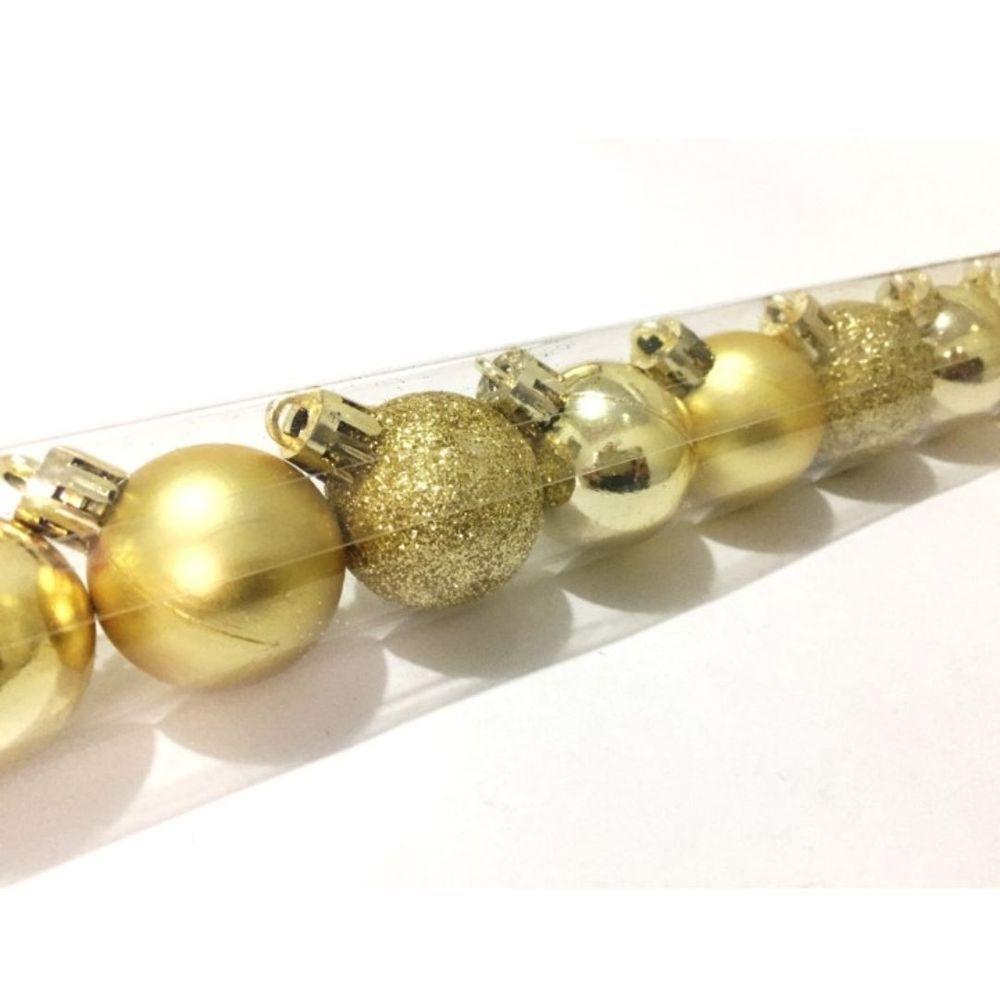 Super Kit 45 Bolas De Natal Glitter, Lisa E Fosca Dourada 4cm - Master Christmas - 7