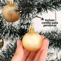 Super Kit 45 Bolas De Natal Glitter, Lisa E Fosca Dourada 4cm - Master Christmas - 5