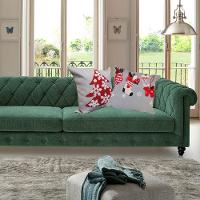 Jogo 2 Capas De Almofada Natalina Cinza Claro Brilho Bordado Felpudo Premium 45x45cm - Magizi - 5