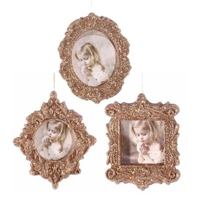 Jogo 3 Porta Retrato Decorativo Rosê Gold Para árvore Natal 10cm - Magizi