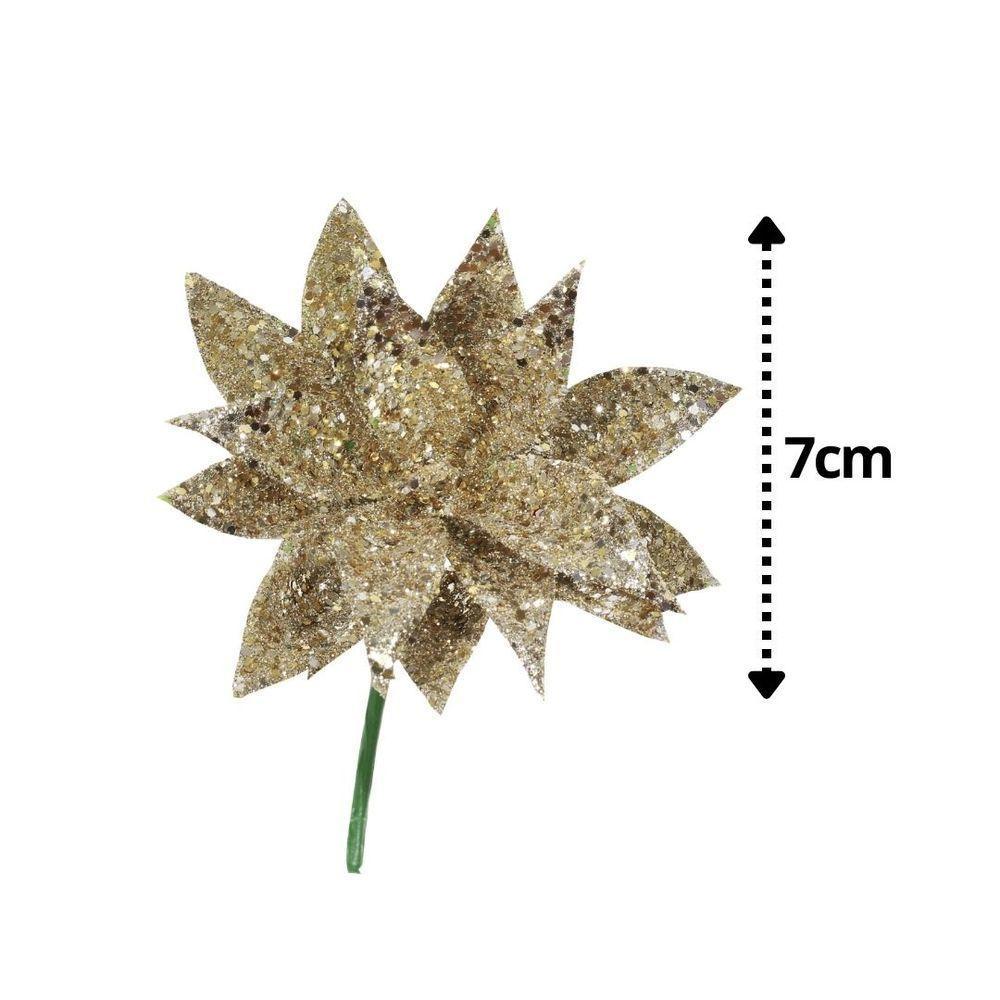 Jogo Pick Natal Folhagem Glitter Especial Champanhe 4 Unidades - Magizi - 2