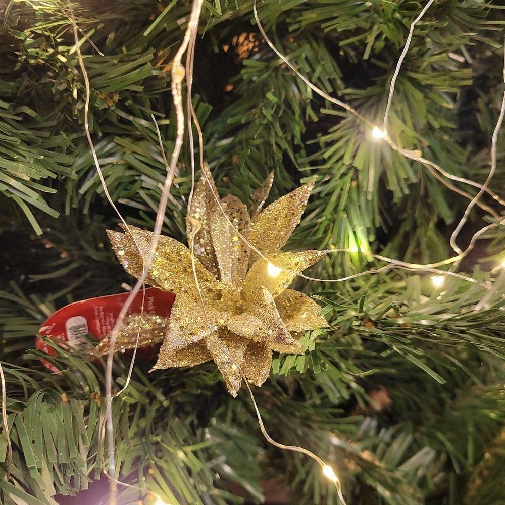 Jogo Pick Natal Folhagem Glitter Especial Champanhe 4 Unidades - Magizi - 3