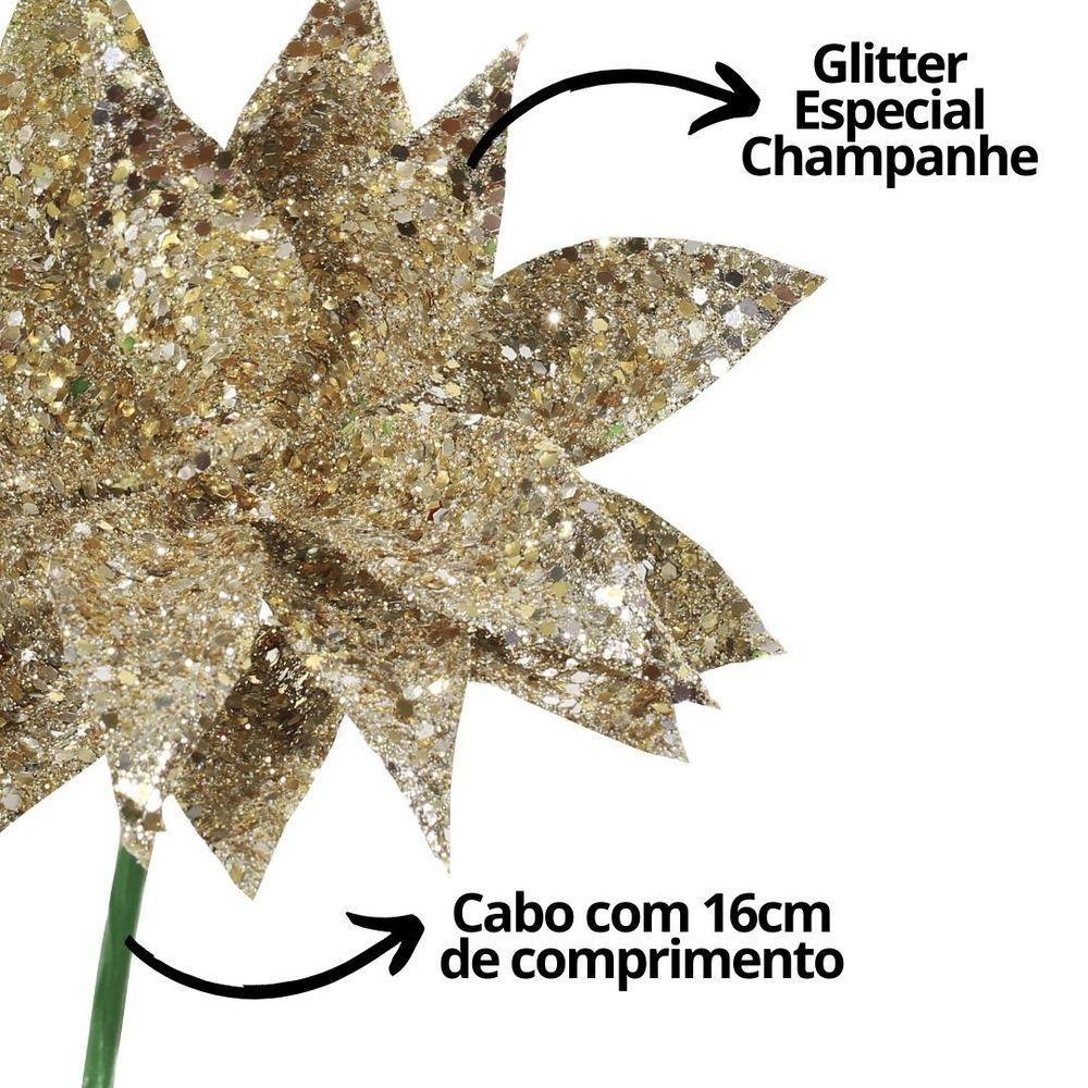 Jogo Pick Natal Folhagem Glitter Especial Champanhe 4 Unidades - Magizi - 4