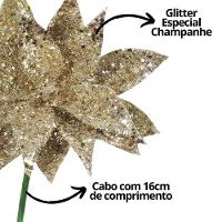 Jogo Pick Natal Folhagem Glitter Especial Champanhe 4 Unidades - Magizi - 4