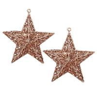 Kit 2 Estrelas Decorativas Natal Glitter Vazado Rosê Gold 18cm - Magizi - 1