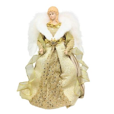 Anjo Decorativo Natal Pendente Luxo Lantejoulas Dourado 30cm - Noel Decor