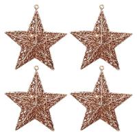 Kit 4 Estrelas Decorativas Natal Glitter Vazado Rosê Gold 18cm - Magizi - 1