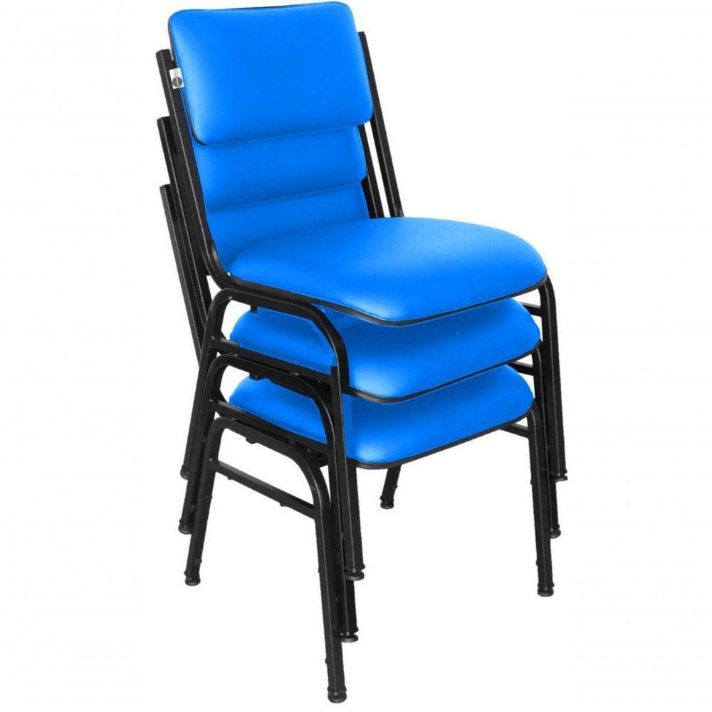 Kit Com 3 Cadeiras Para Auditórios Linha Hotel Smart Azul - 2