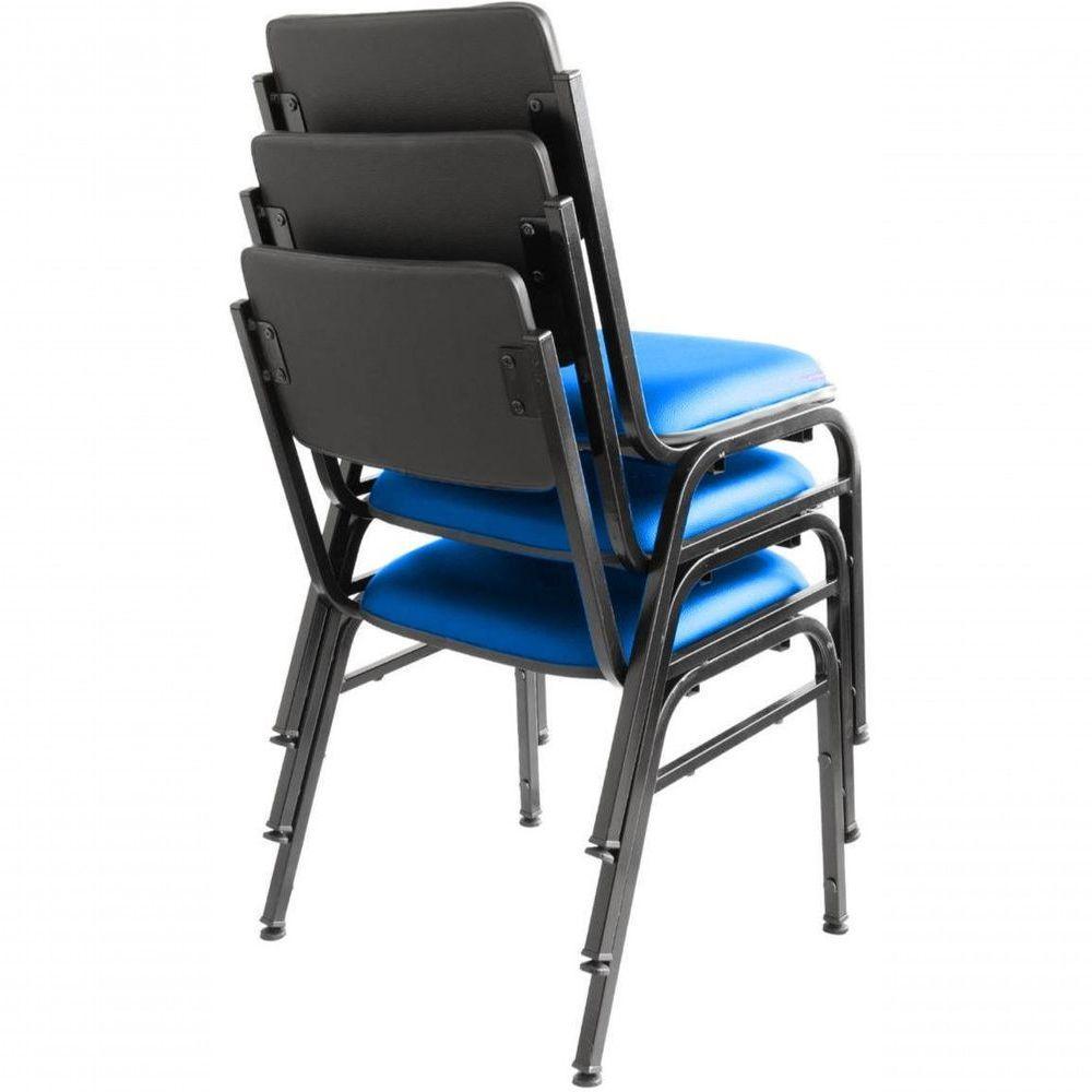 Kit Com 3 Cadeiras Para Auditórios Linha Hotel Smart Azul - 3