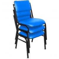 Kit Com 3 Cadeiras Para Auditórios Linha Hotel Smart Azul - 2
