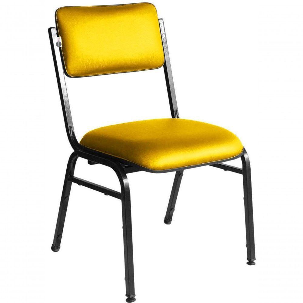 Kit Com 3 Cadeiras Para Auditórios Linha Hotel Smart Amarelo - 1